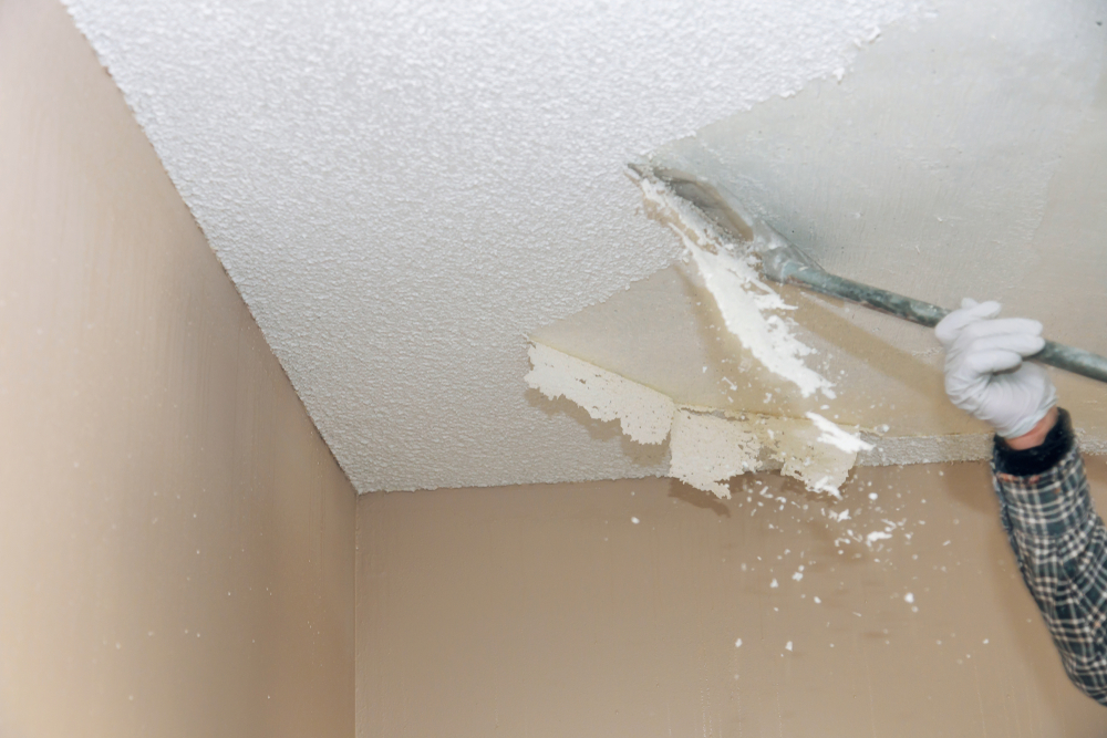 How To De Popcorn A Ceiling Total, How To Tell If Popcorn Ceiling Is Painted